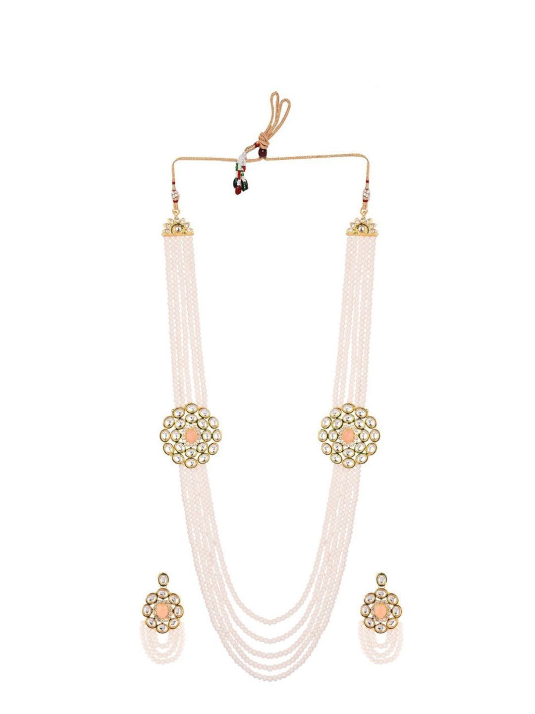 

Efulgenz Women Beige Gold-Plated Faux Pearl Beaded Multi Layered Strand Necklace, Earring