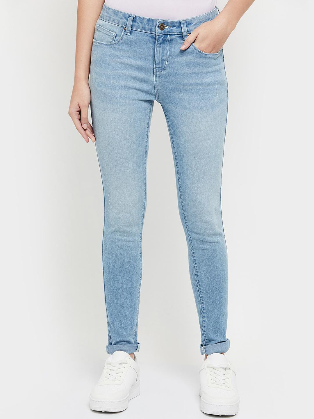 

max Women Blue Heavy Fade Jeans