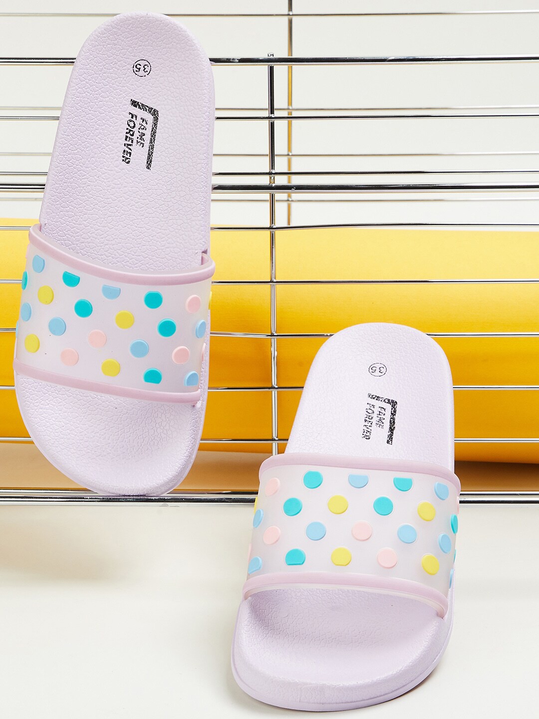

Fame Forever by Lifestyle Girls Purple & Blue Rubber Sliders
