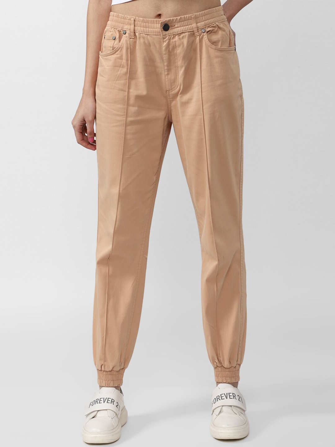 

FOREVER 21 Women Brown Solid Joggers Trousers