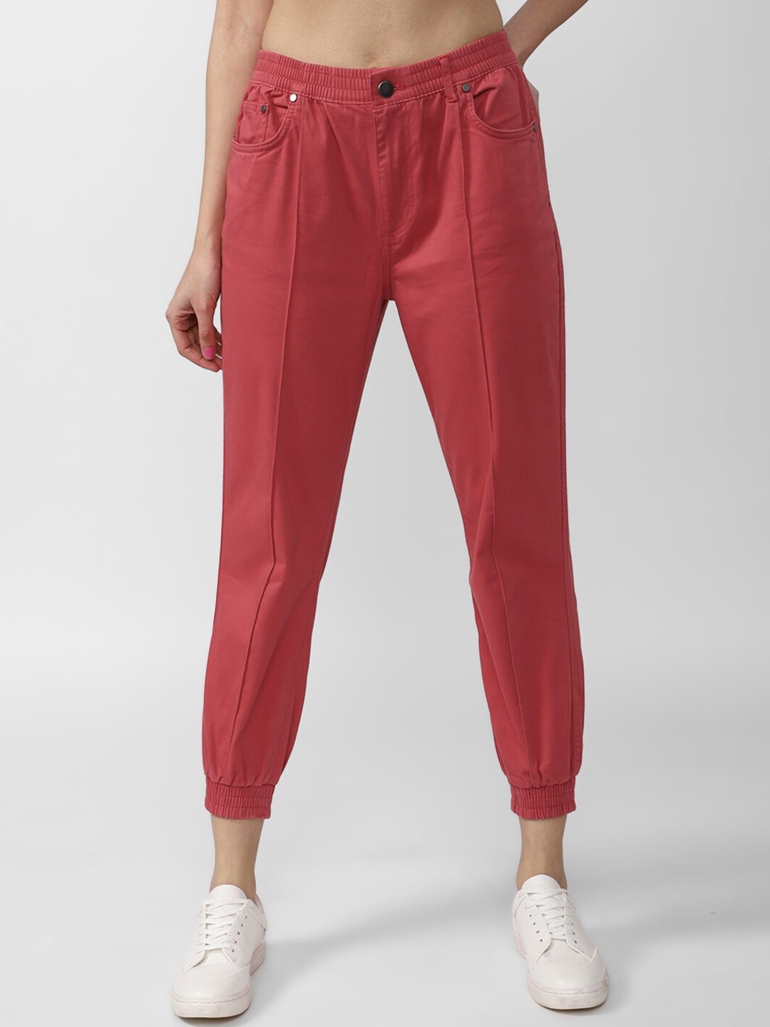 

FOREVER 21 Women Red Solid Jogger Trousers