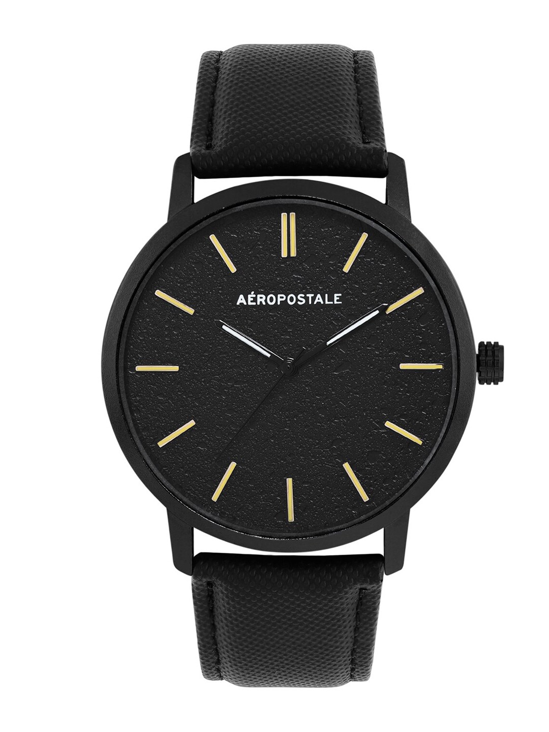 

Aeropostale Men Black Brass Dial & Black Straps Analogue Watch