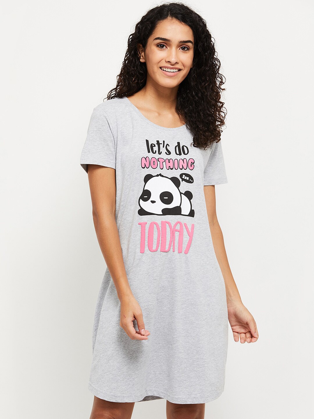

max Grey Melange Printed Nightdress