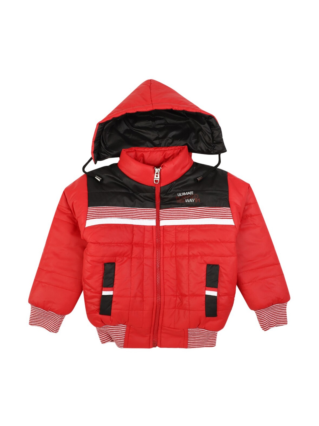 

V-Mart Boys Red Striped Lightweight Bomber Jacket