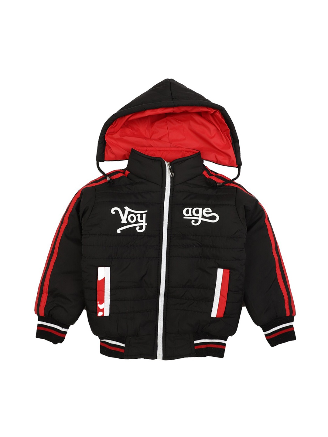 

V-Mart Boys Black Striped Lightweight Crop Bomber with Patchwork Jacket