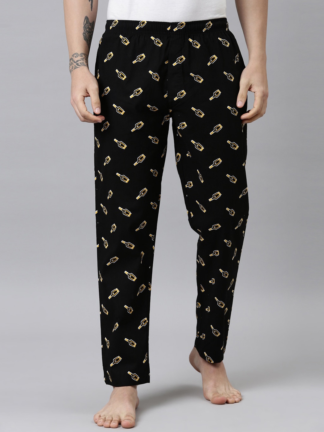 

Joven Men Black Printed Cotton Pyjamas Pants