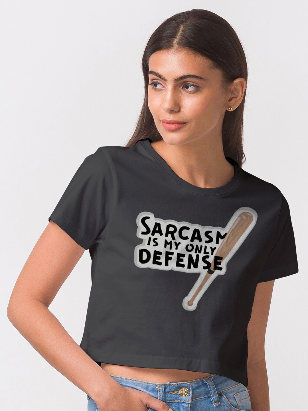 

FashionRack Women Black Typography Printed Bio Finish T-shirt