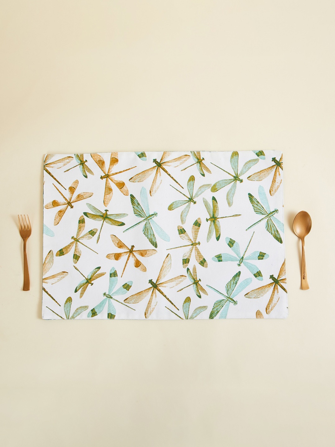 

Home Centre White & Teal Blue Geometric Printed Cotton Placemat