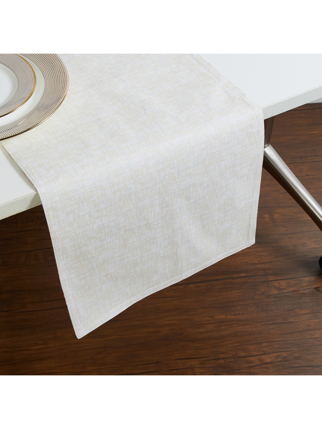 

Home Centre White & Green Printed Reversible Cotton Table Runner, Multi