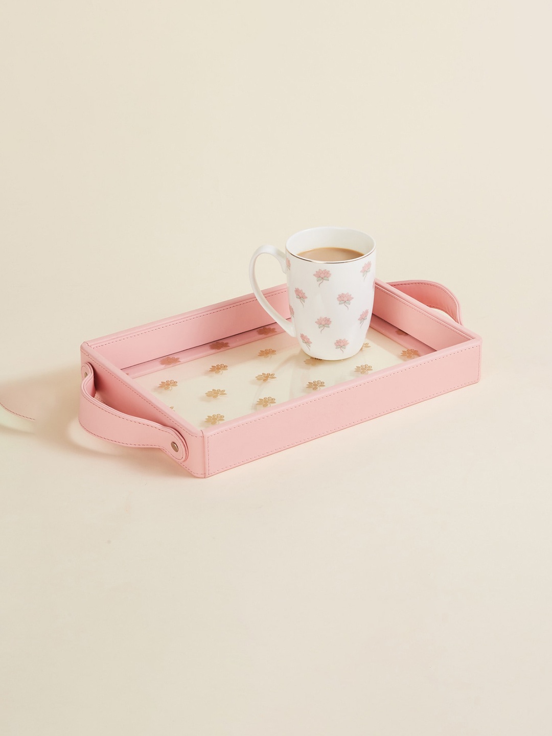 

Home Centre Pink & White Printed Wooden Serving Tray