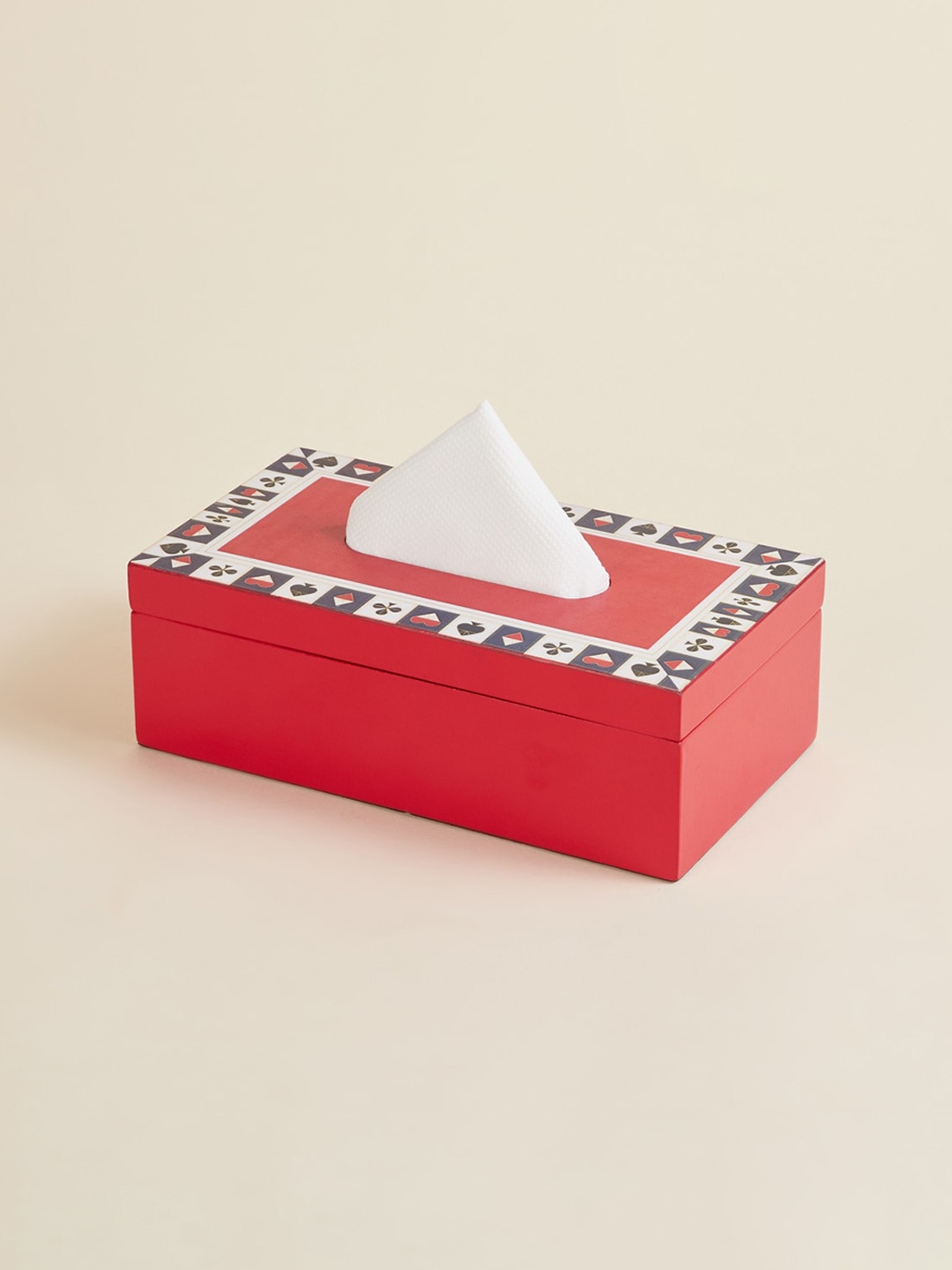 

Home Centre Red Printed Wooden Tissue Holder