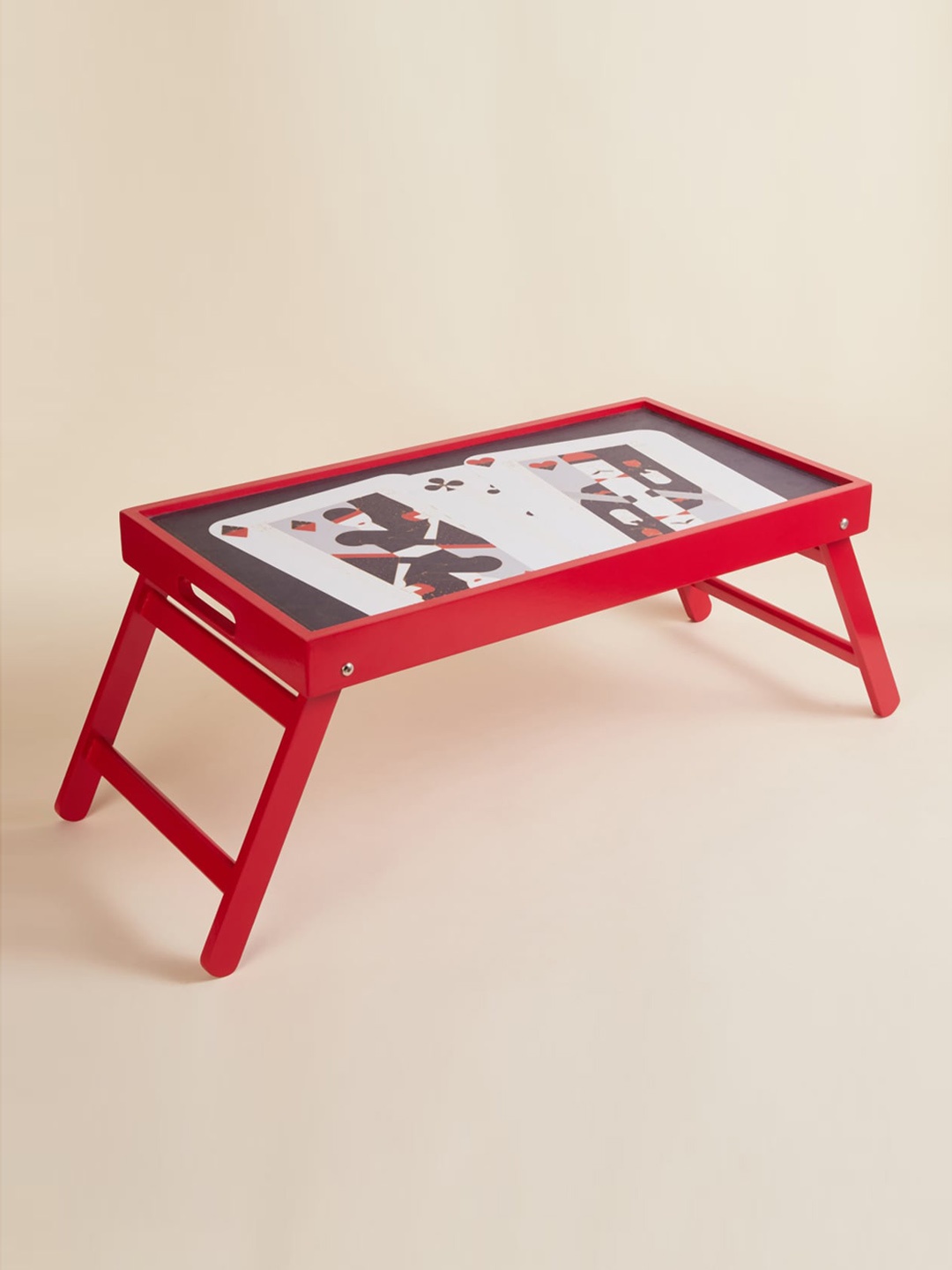 

Home Centre Red & Blue Printed Wood Breakfast Tray