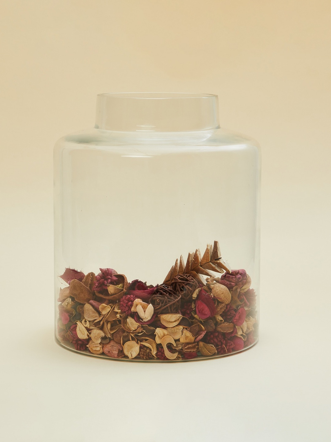 

Home Centre Fiesta Transparent Cylindrical Glass Decorative Jar