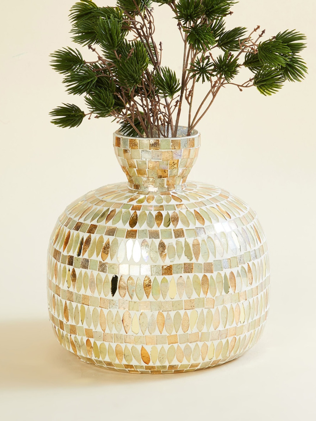 

Home Centre Gold-Toned Mosaic Textured Metal Vase
