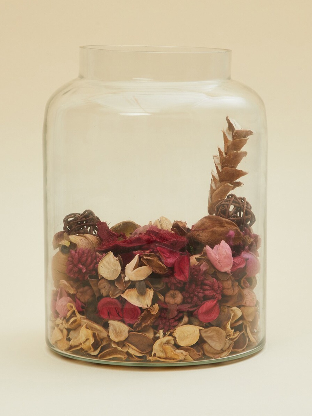 

Home Centre Fiesta Clear Glass Cylindrical Decorative Jar, Transparent
