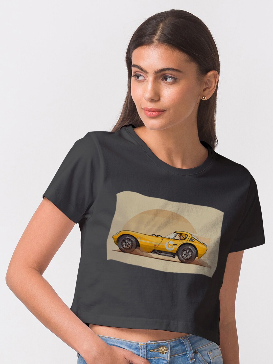 

FashionRack Women Black Cars Printed Antimicrobial T-shirt