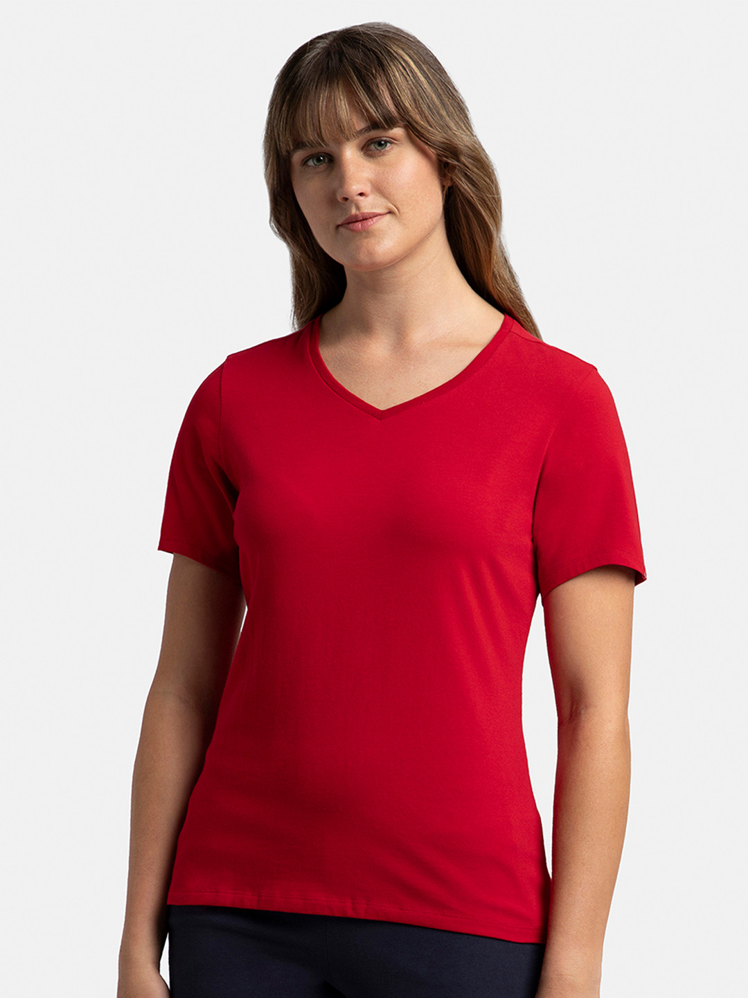 

Jockey Solid Super Combed Cotton Stretch Regular Fit Tshirt-1359, Red