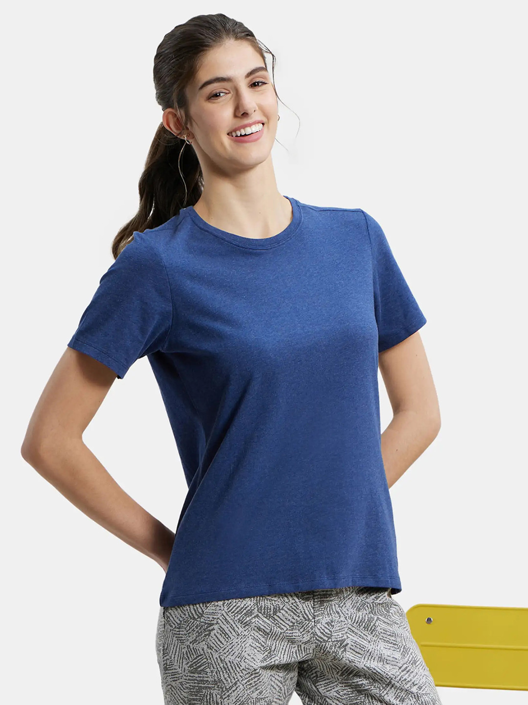 

Jockey Regular Fit Solid Round Neck T-Shirt, Blue