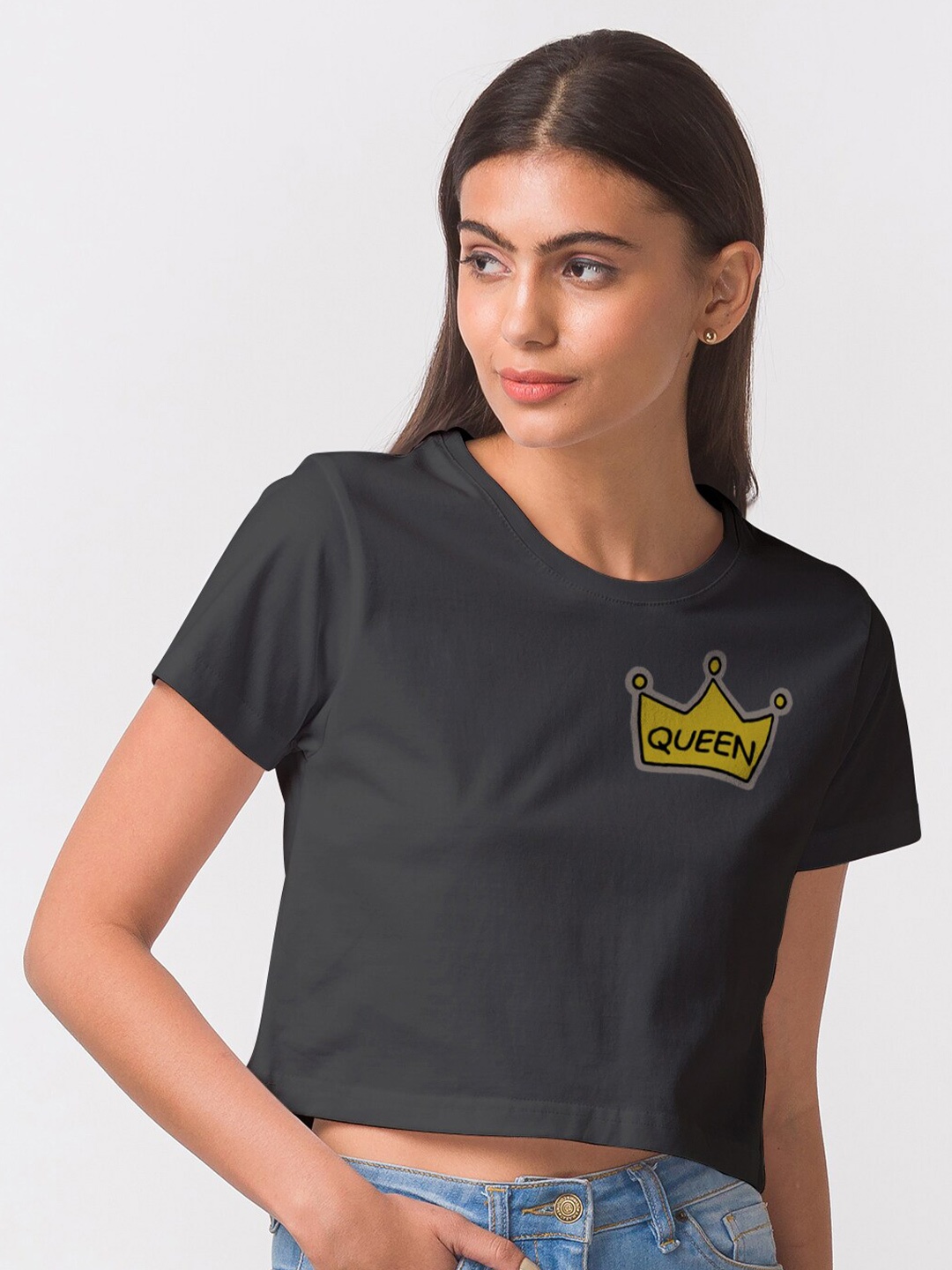 

FashionRack Women Black Typography Printed Bio Finish T-shirt