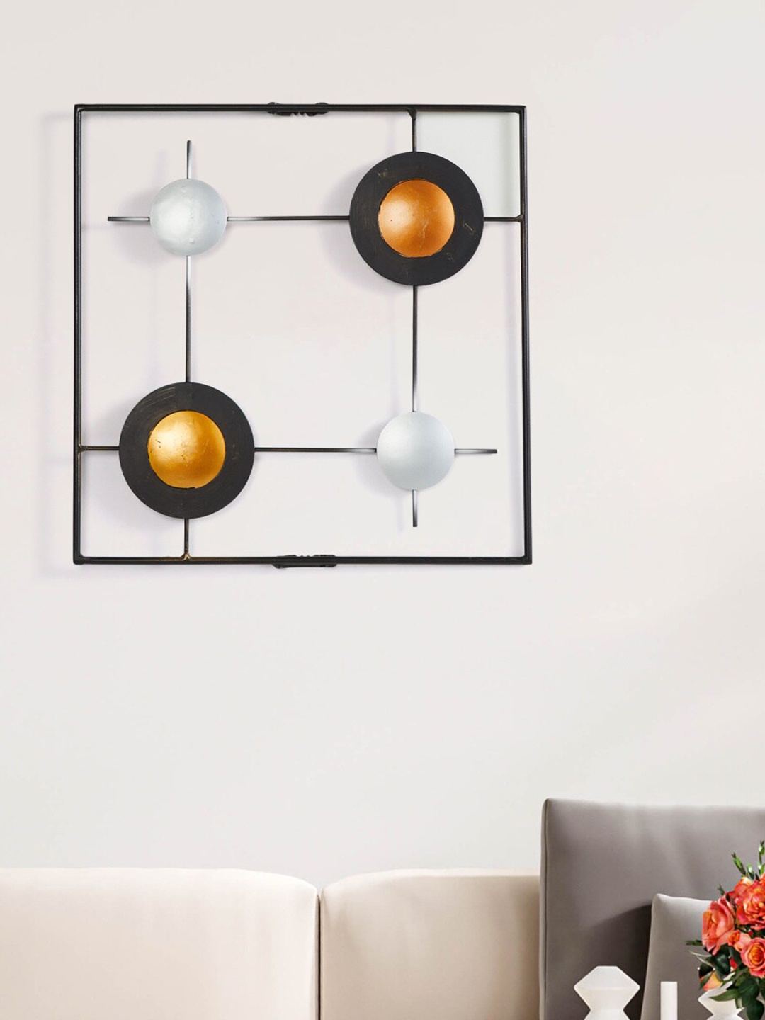 

Home Centre Iliano Metal Square Wall Art, Black