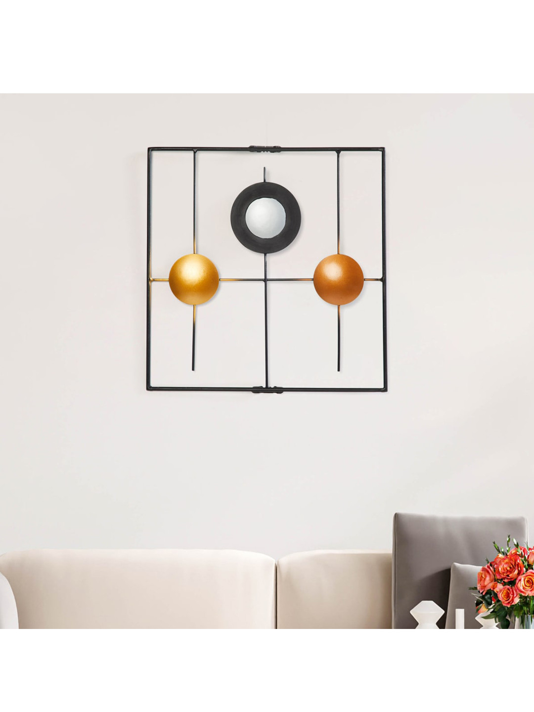 

Iliano Metal Square Wall Art, Black