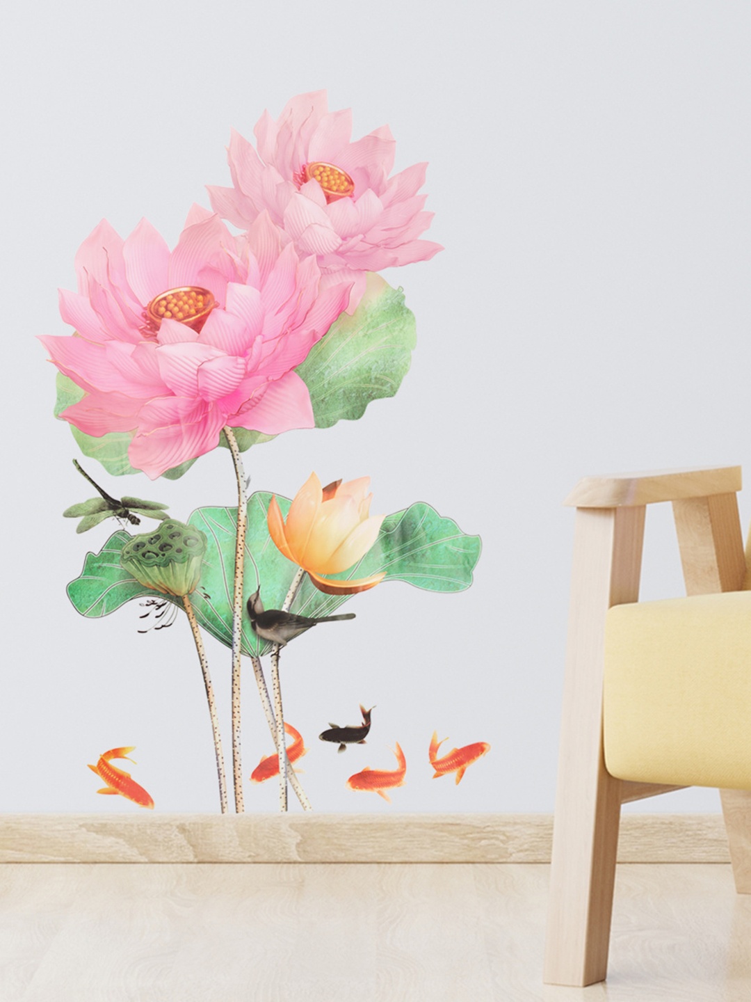 

Home Centre Pink & Green Floral & Fishes Printed Wall Sticker