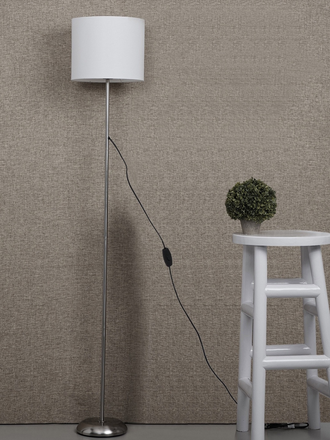

Home Centre Silver Toned & White Solid Fluorescence- Colonial Floor Lamps