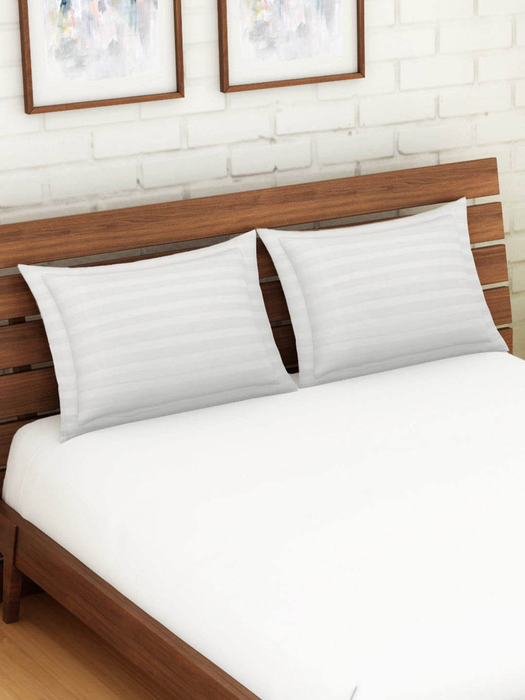 

SPACES Set Of 2 White Solid Pure Cotton Pillow Covers