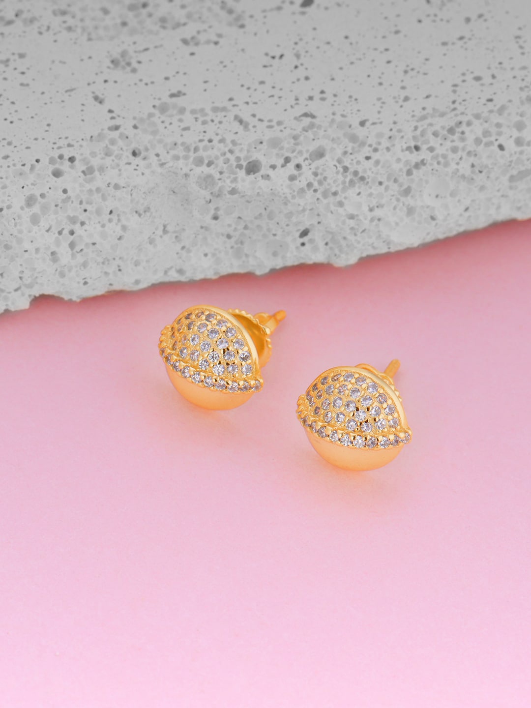 

GIVA Gold-Toned Contemporary Beads of Love Earrings Studs Earrings