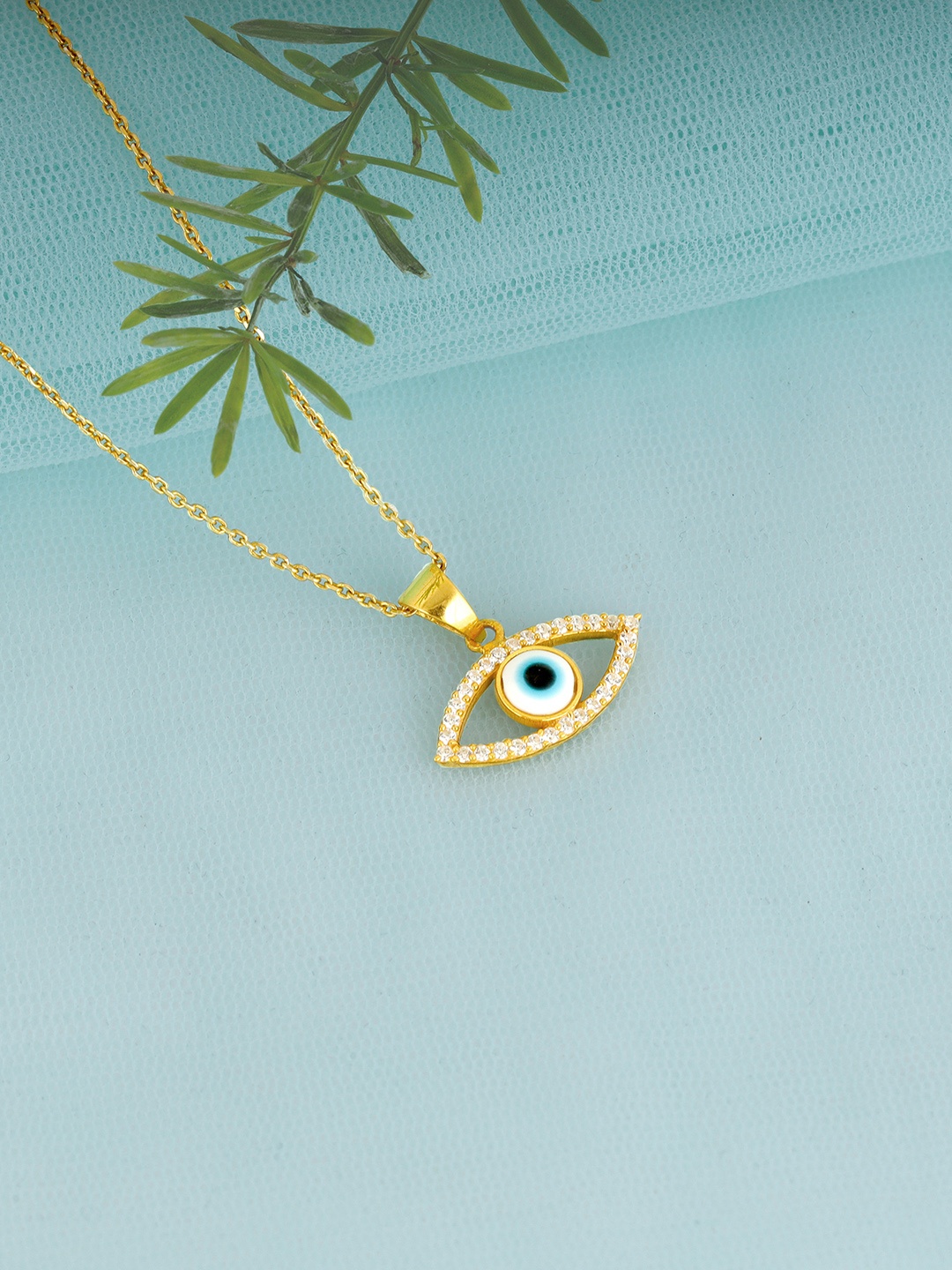 

GIVA Women 925 Sterling Silver Gold-plated & Blue Evil-Eye Pendant