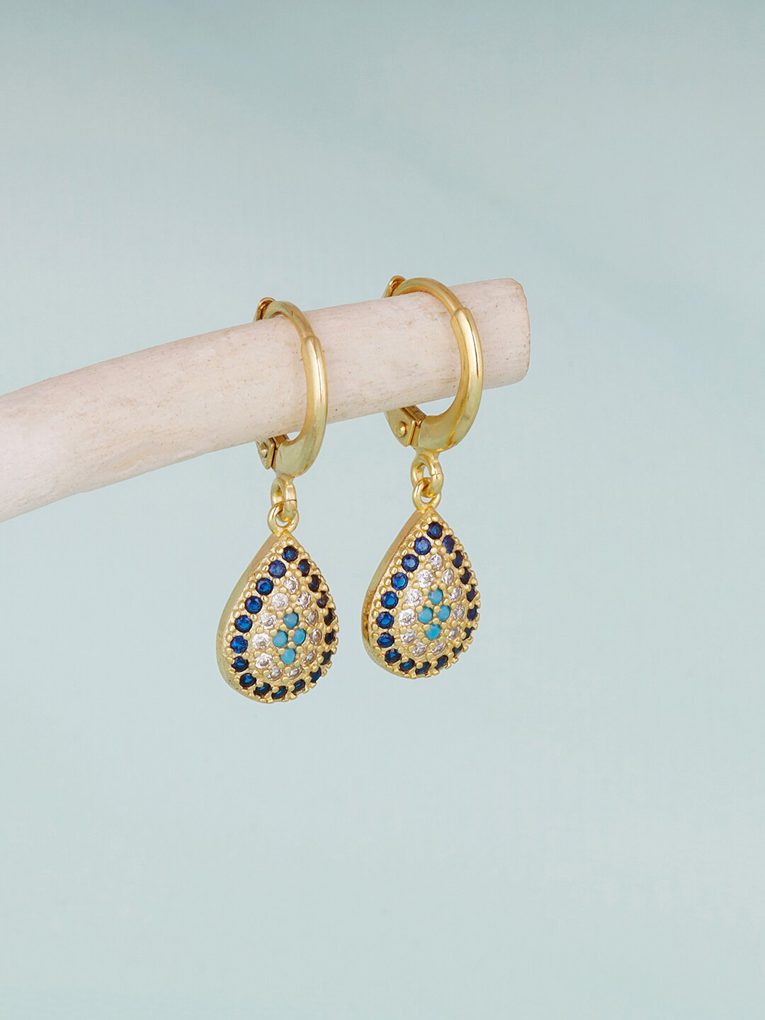 

GIVA Gold-Toned Evil Eye Pear Drop Earrings