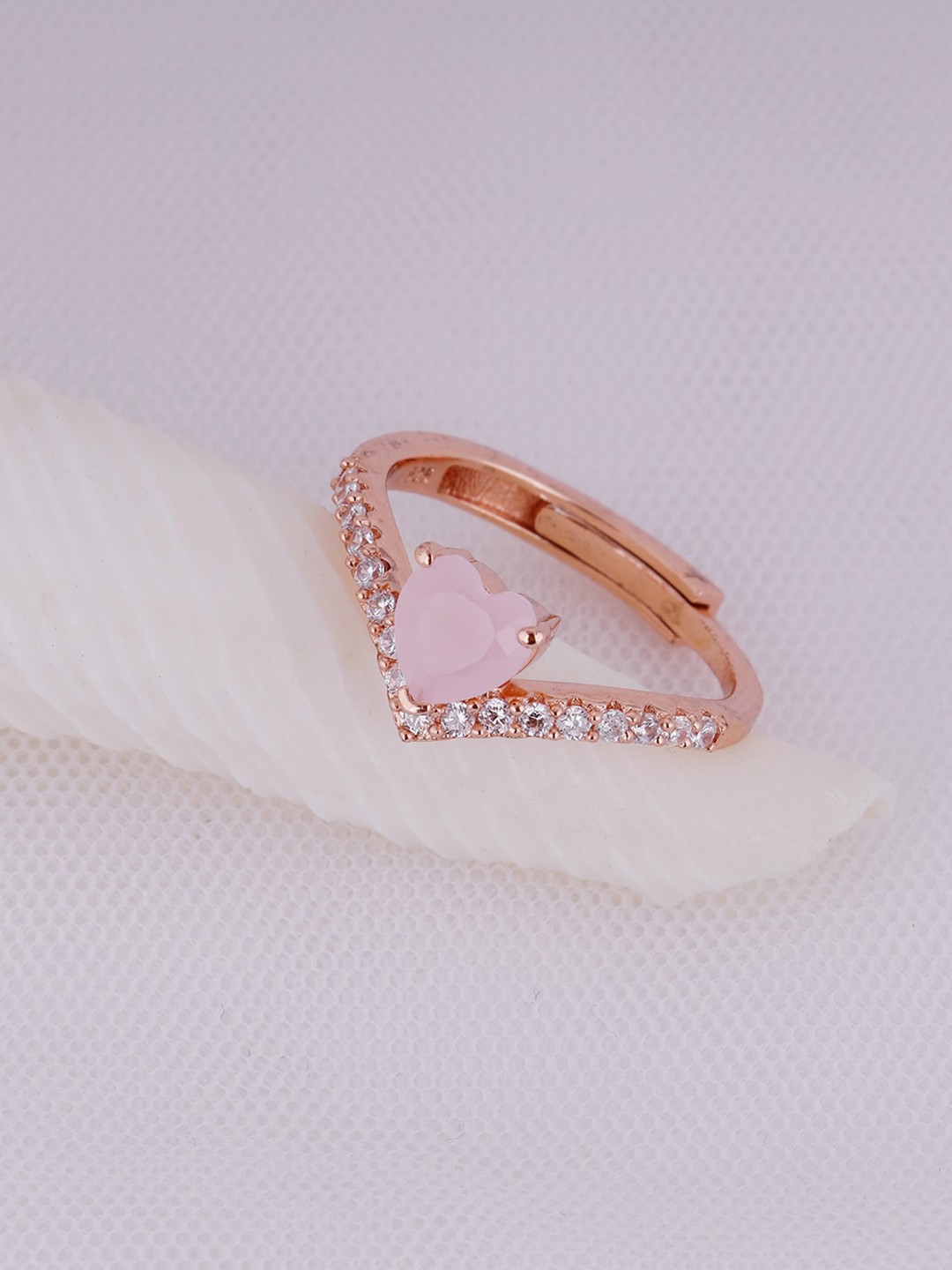 

GIVA 925 Women Rose Gold-Plated Sterling Silver Heart Adjustable Finger Ring