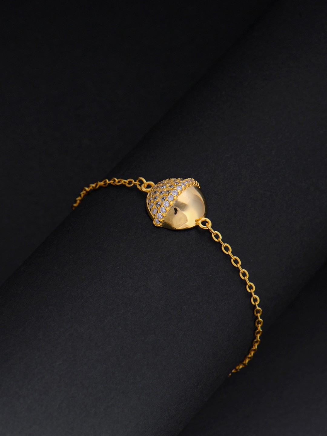

GIVA Women Gold-Toned & White Sterling Silver Cubic Zirconia Gold-Plated Link Bracelet