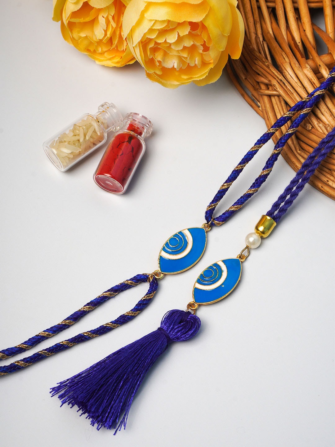 

Ferosh Set of 2 Blue Evil Eye Bhaiya Bhabhi Lumba & Rakhi