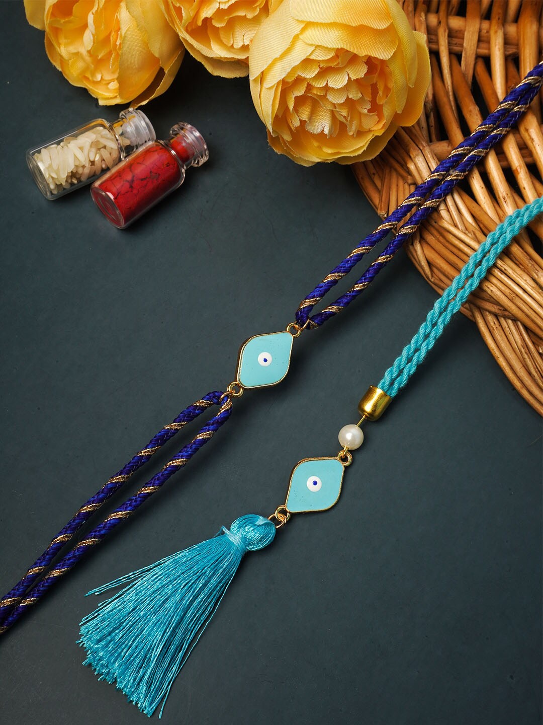 

Ferosh Set of 2 Evil Eye Bhaiya Bhabhi Rakhi, Multi
