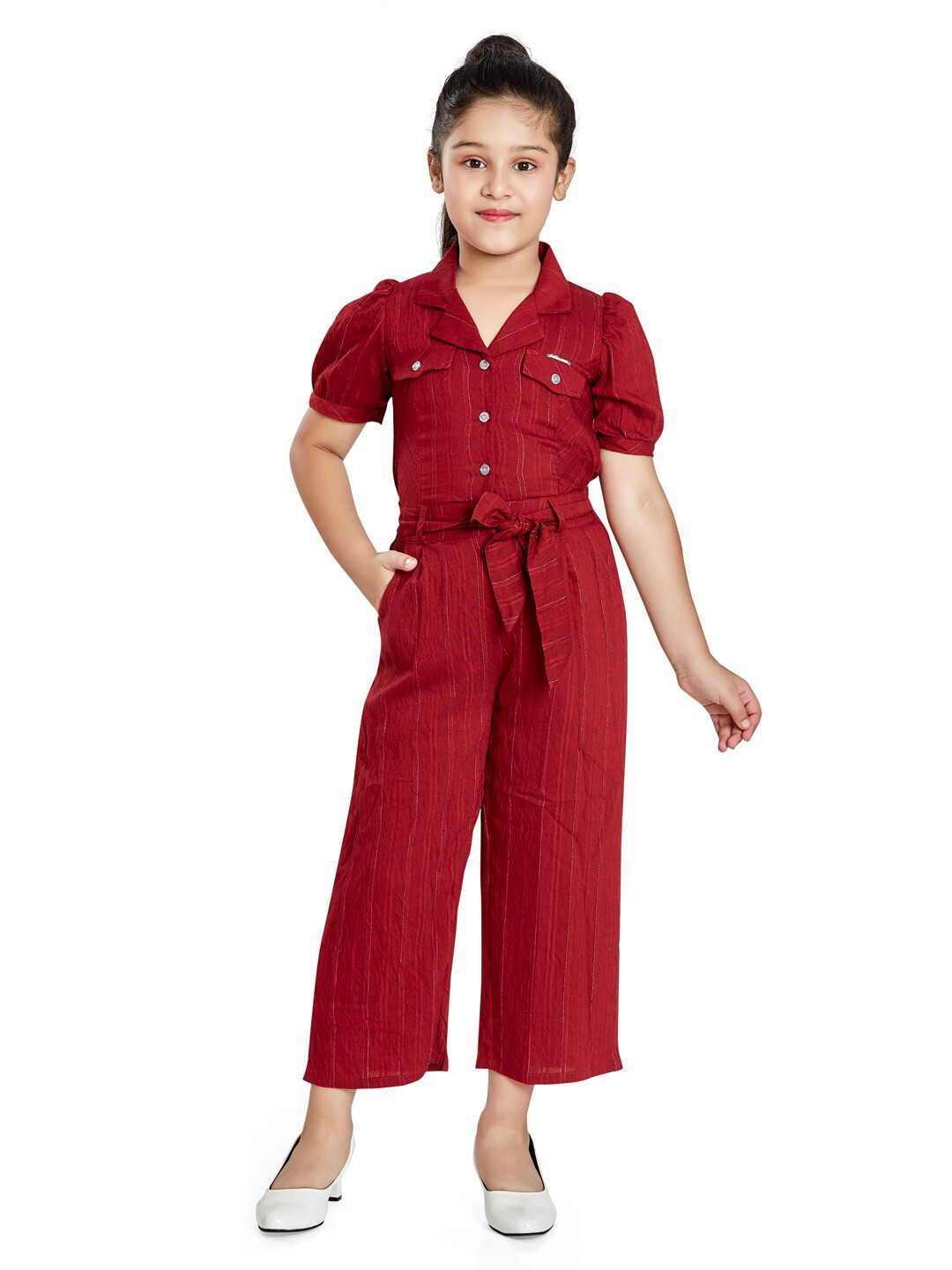 

Peppermint Girls Maroon Basic Jumpsuit