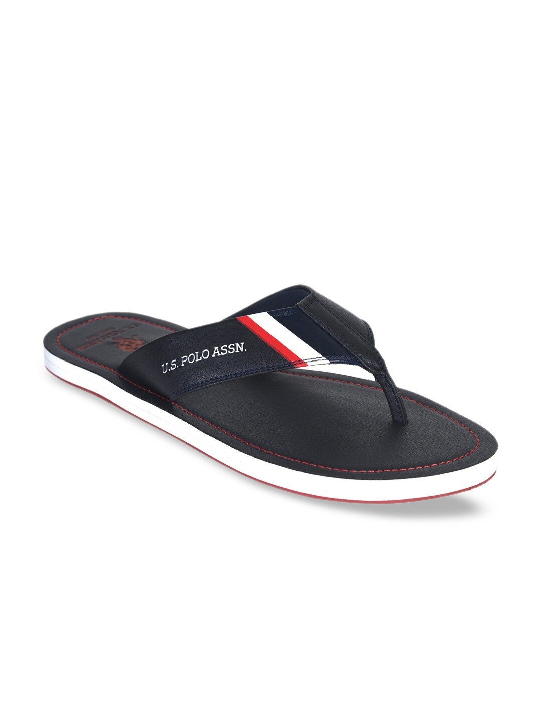 

U S Polo Assn Men Navy Blue & White PU Comfort Sandals