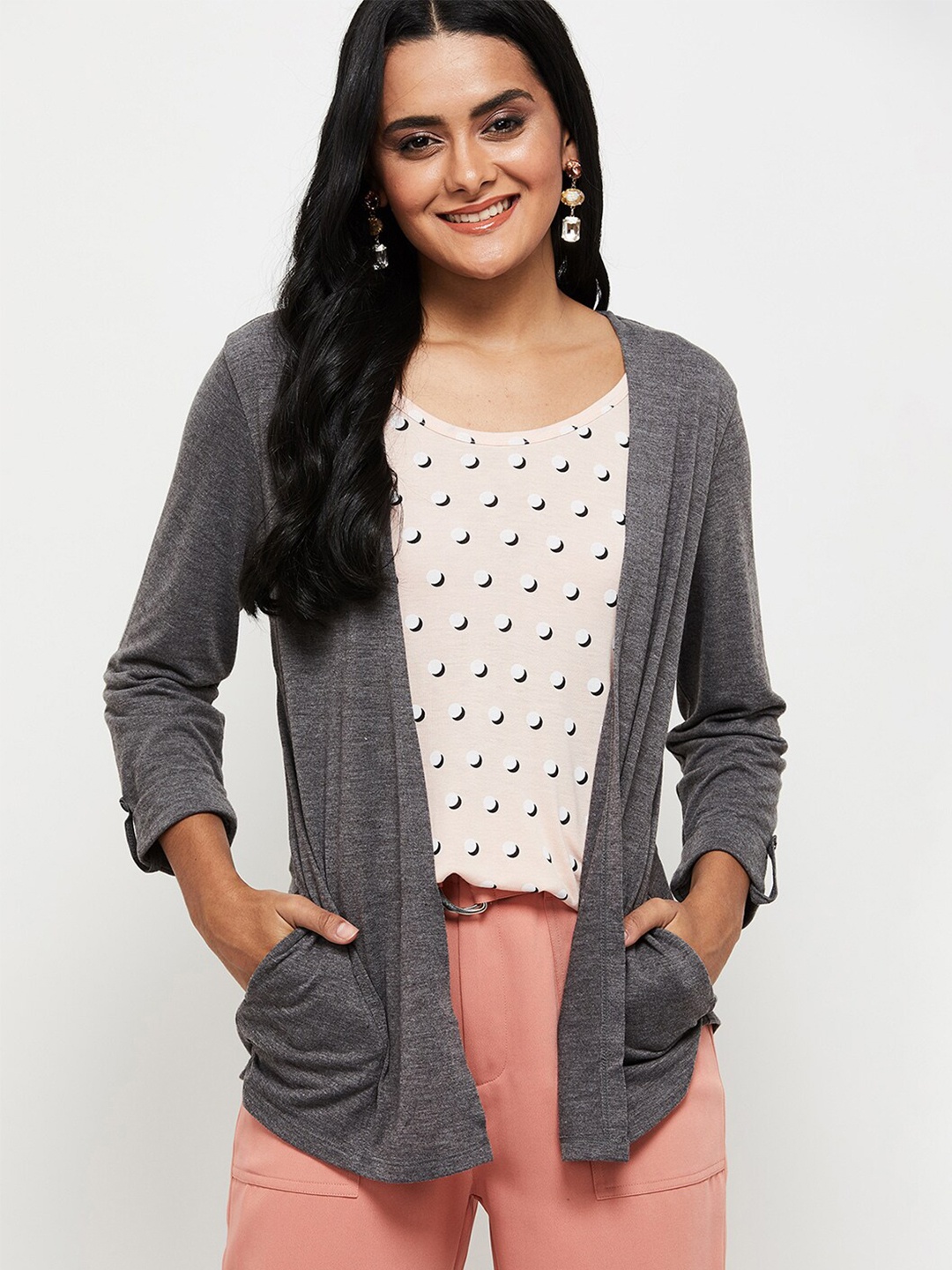 

max Women Grey Monochrome Shrug
