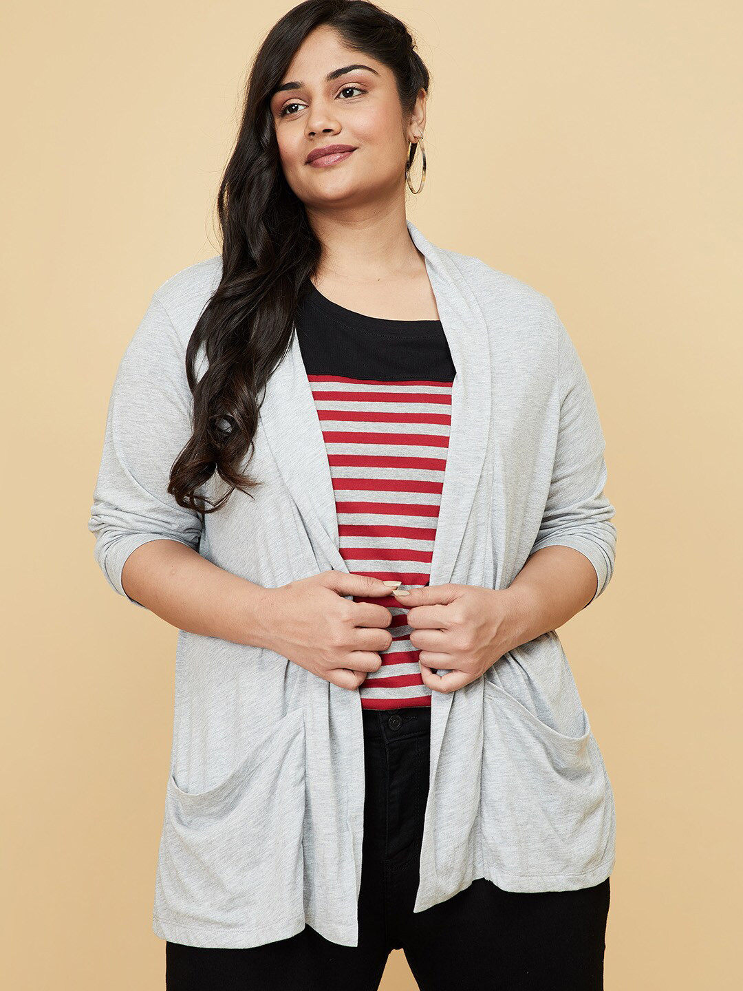 

max Women Plus Size Grey Shrug