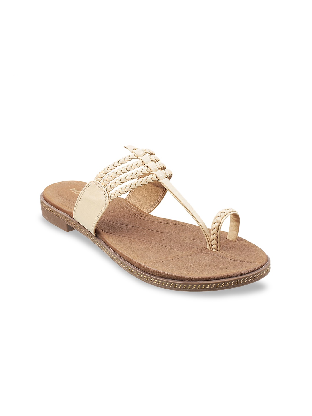 

Mochi Women Beige Embellished One Toe Flats