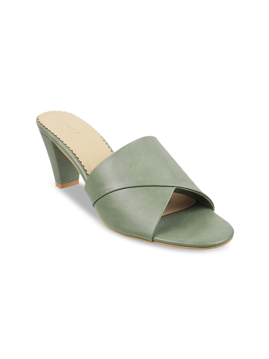 

Mochi Green Solid Block Heels