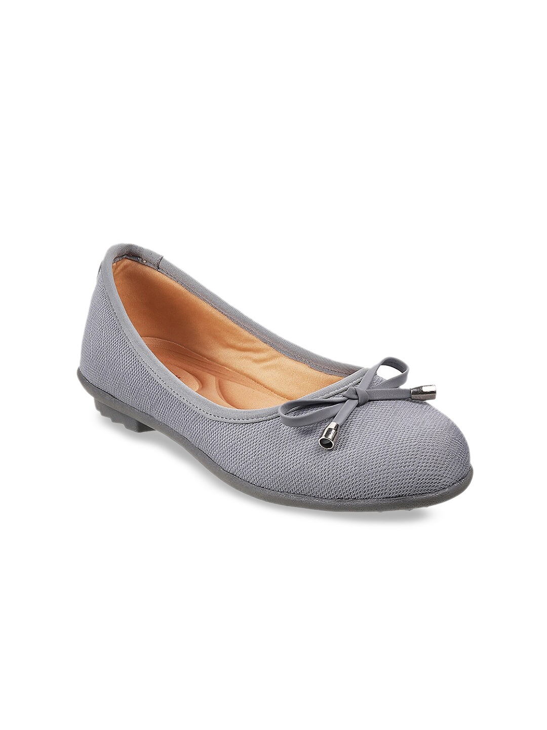 

Mochi Women Grey Embellished Bows Ballerinas Flats