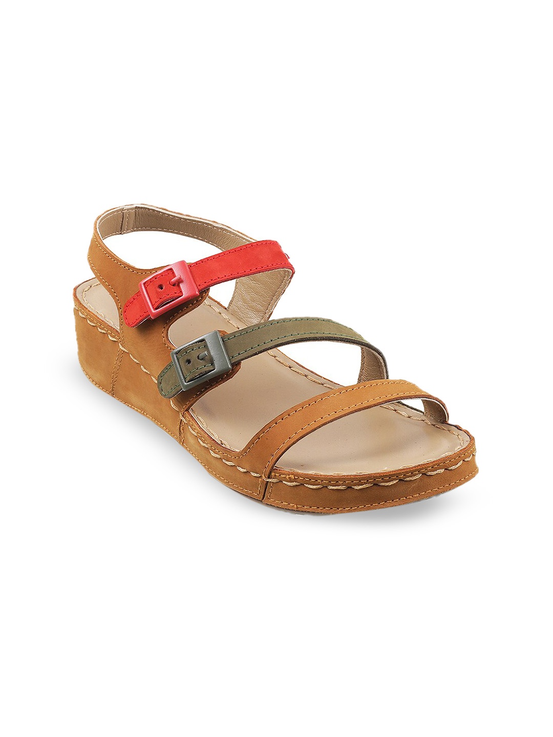 

Mochi Women Beige Colourblocked Buckles Flats