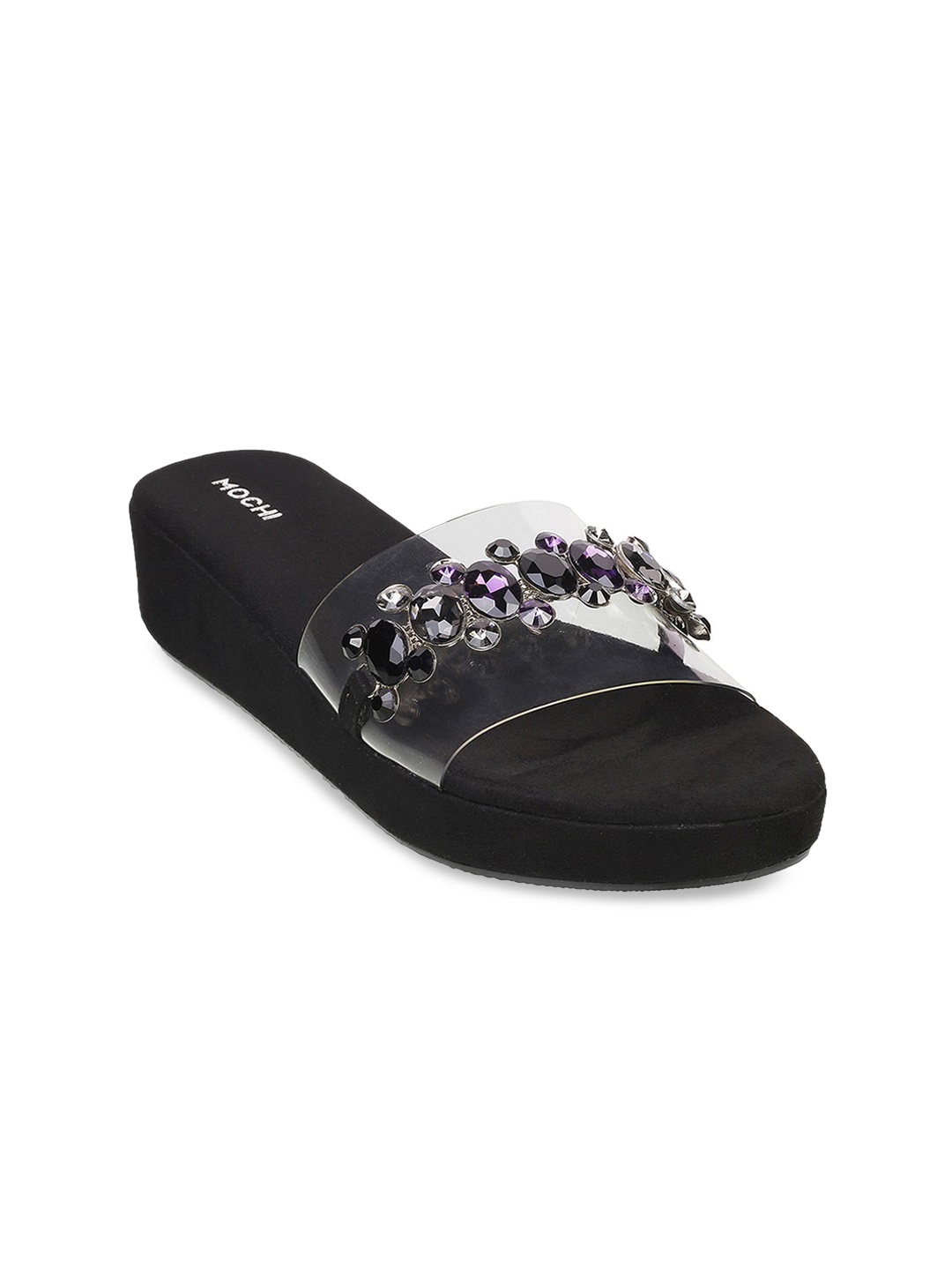 

Mochi Women Black Embellished Wedge Sandals