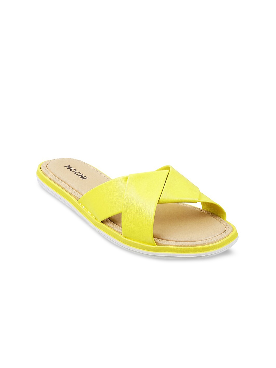 

Mochi Women Lime Green Solid Open Toe Flats