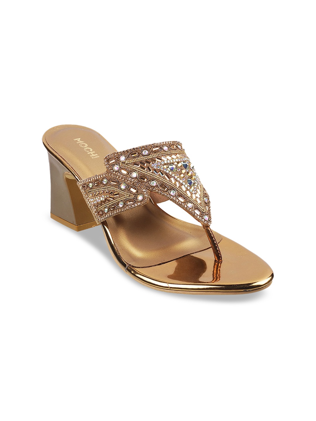 

Mochi Gold-Toned Embellished Block Heels