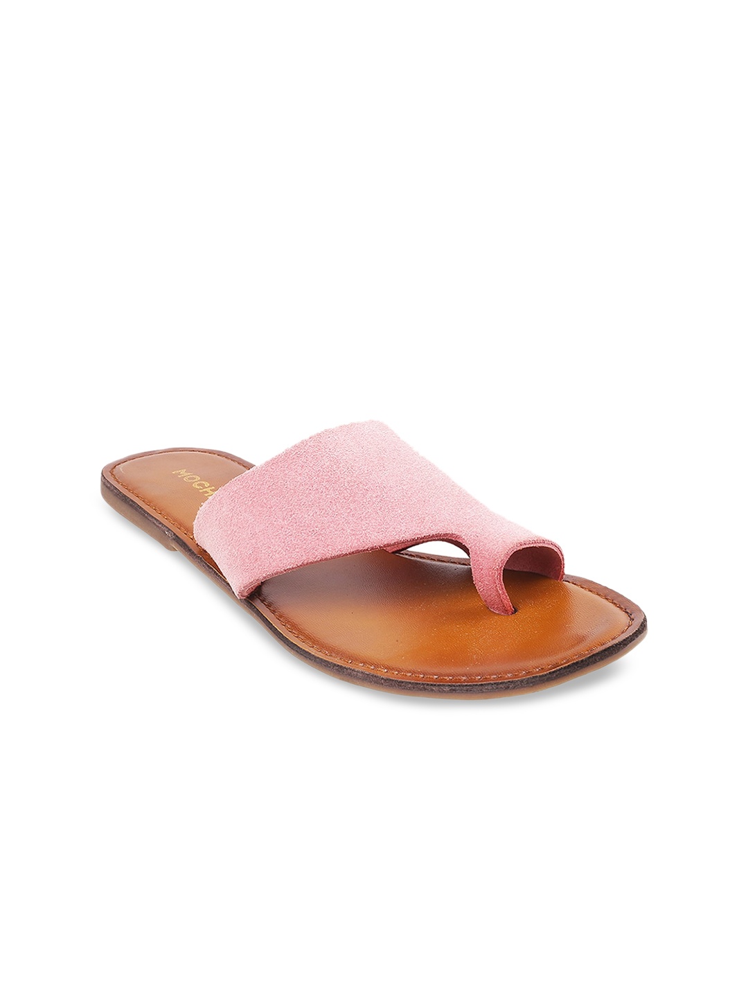 

Mochi Women Pink leather open toe Flats