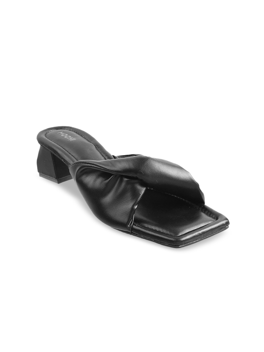 

Mochi Women solid Black Block Sandals