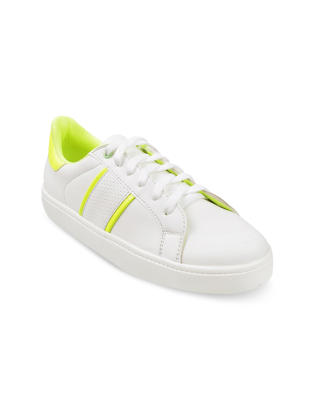 

Mochi Women Fluorescent Green & White Casual Sneakers