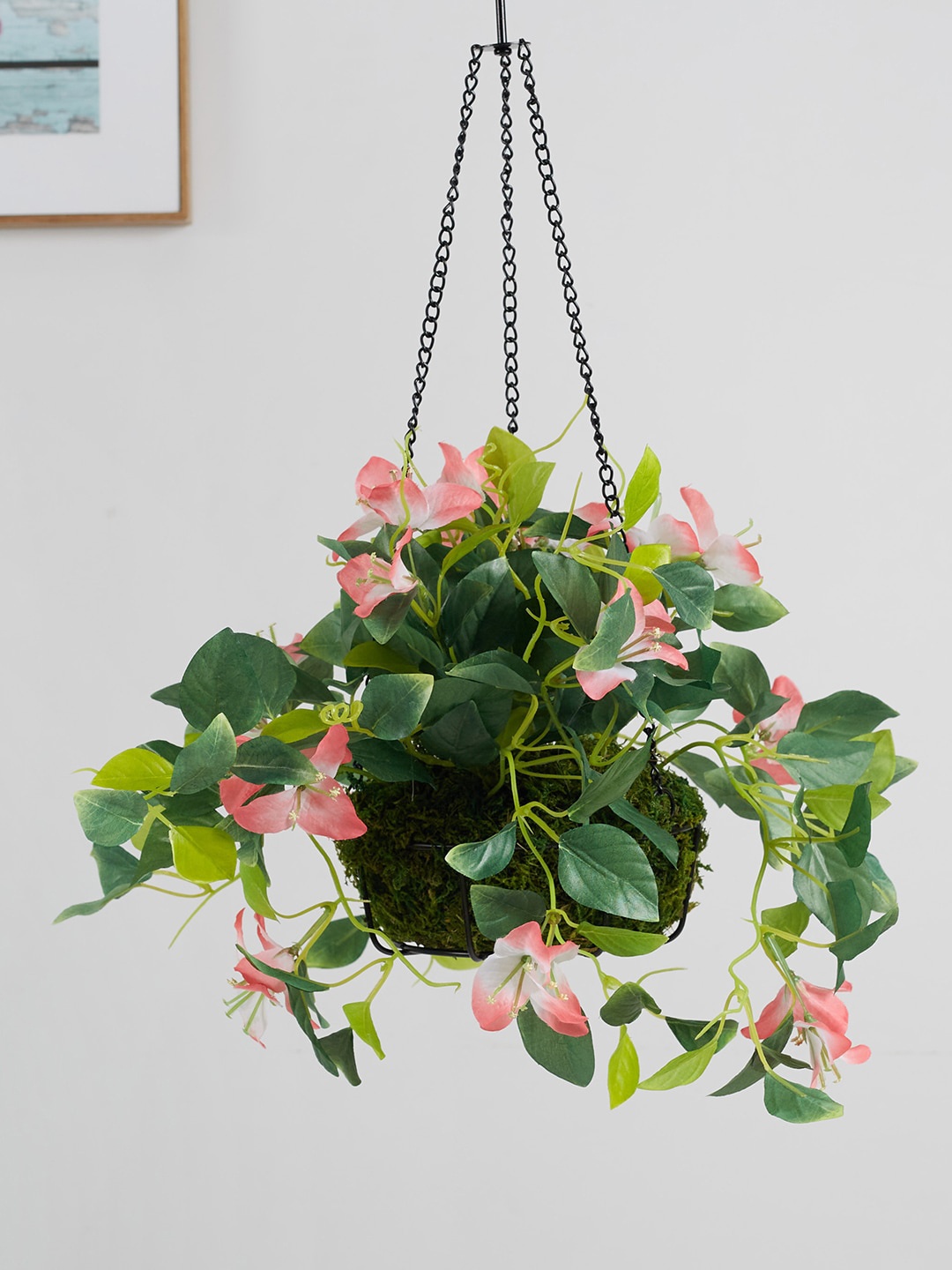 

HomeTown Pink & Green Faux Hanging Bougainvillea With Pot